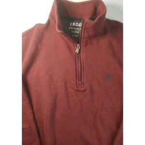 IZOD‎ Advantage Performance Men L Red Sweatshirt Pullover Crew Golf Stretch EUC